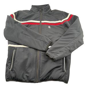 VOLKL Track Jacket Sweater Men's M Full Zip Fleece Lined Red/White Stripes Black
